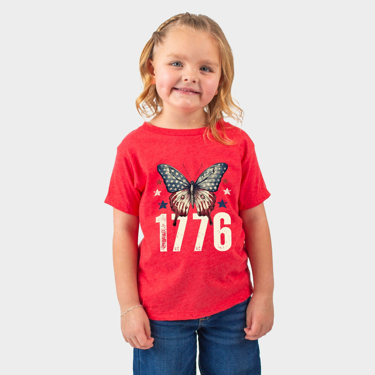 1776 Butterfly Patriotic - Toddler Short Sleeve Graphic T-Shirt