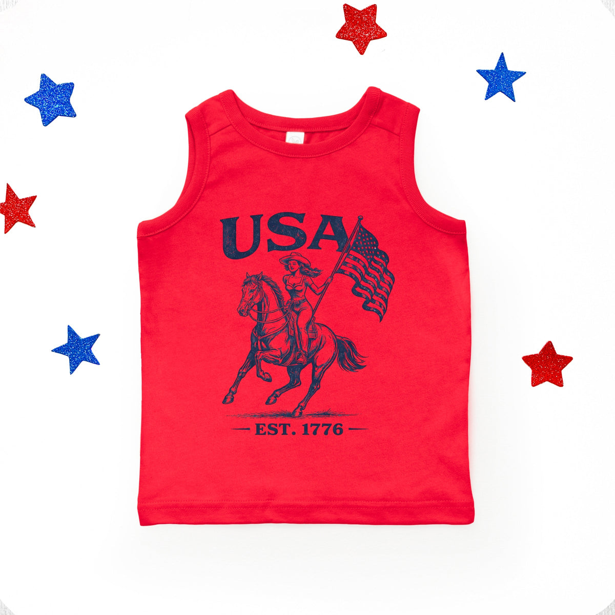 USA Cowgirl Flag - Youth Tank Top