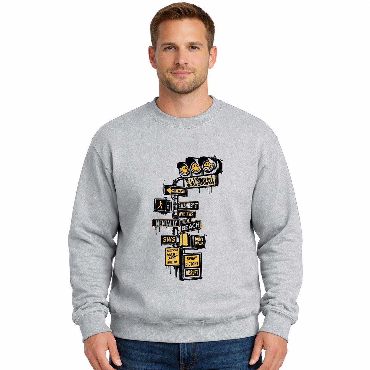 S.W.Smiley Stoplight - Men's Graphic Sweatshirt