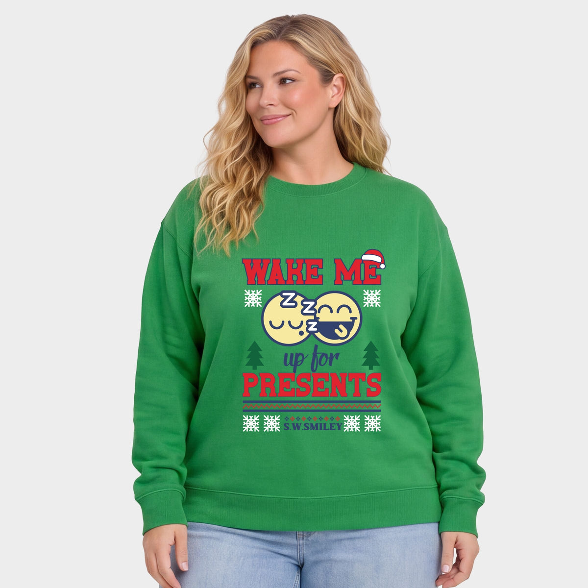 S.W.Smiley Wake Me Up For Presents - Women's Plus Sweatshirt