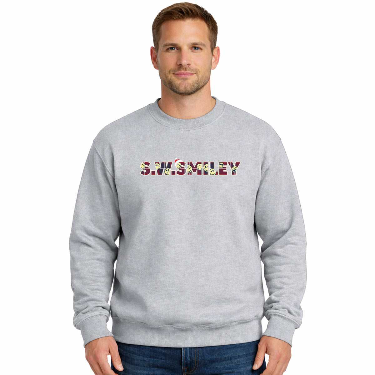 S.W.Smiley Christmas Red Plaid - Men's Graphic Sweatshirt
