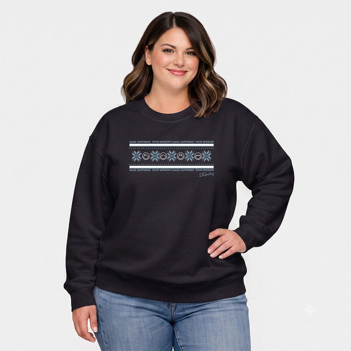 S.W.Smiley Make Happiness Your Mission Row - Women's Plus Sweatshirt