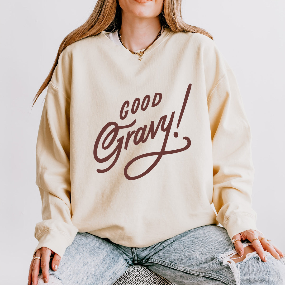 Hallmark - Good Gravy - Women's Lightweight Garment Dyed Sweatshirt