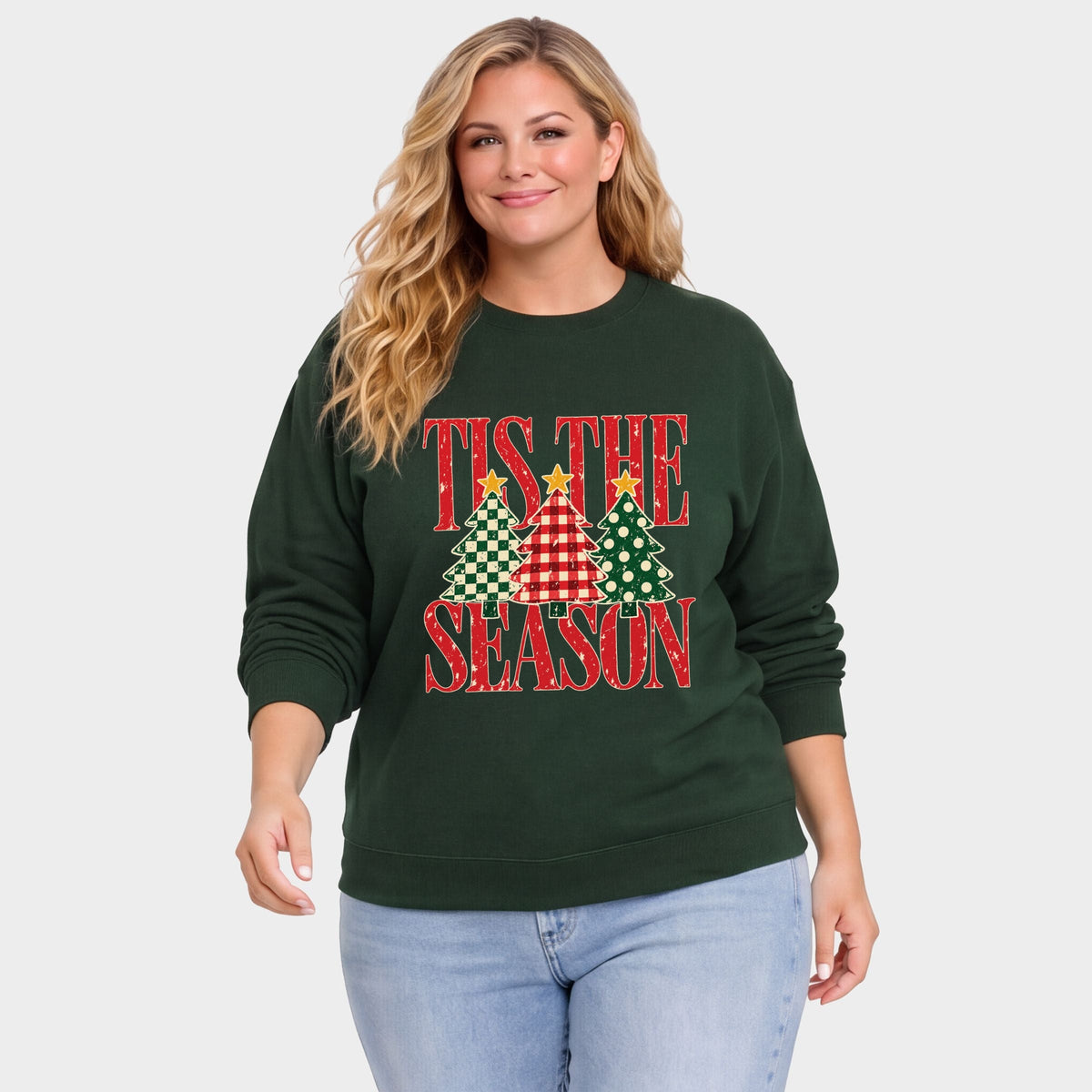 Tis The Season Checkered Trees - Women's Plus Sweatshirt