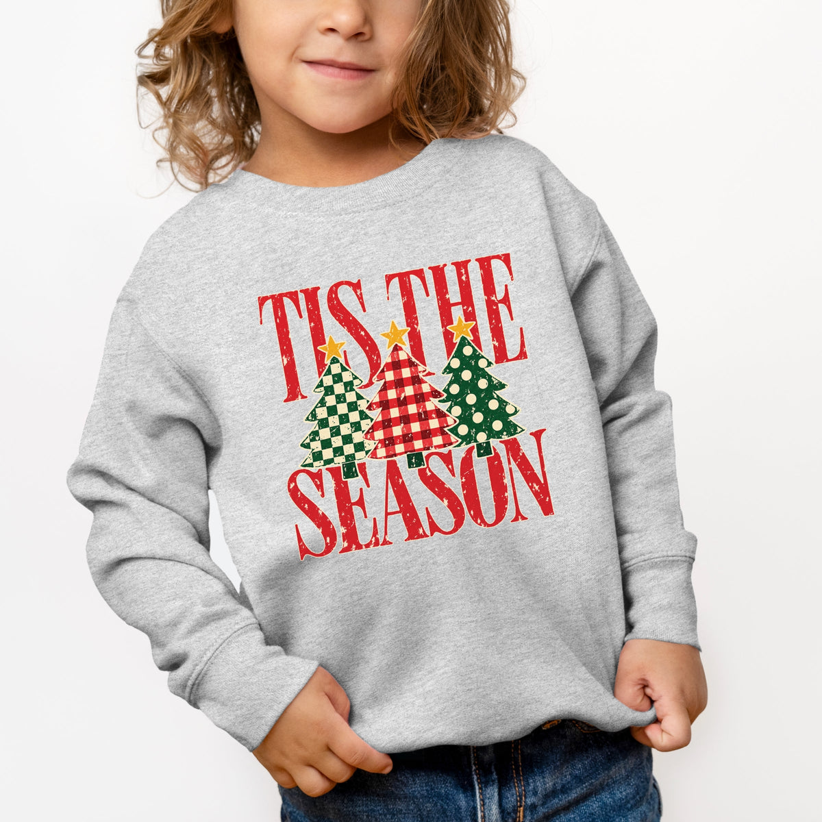 Tis The Season Checkered Trees - Toddler Graphic Sweatshirt