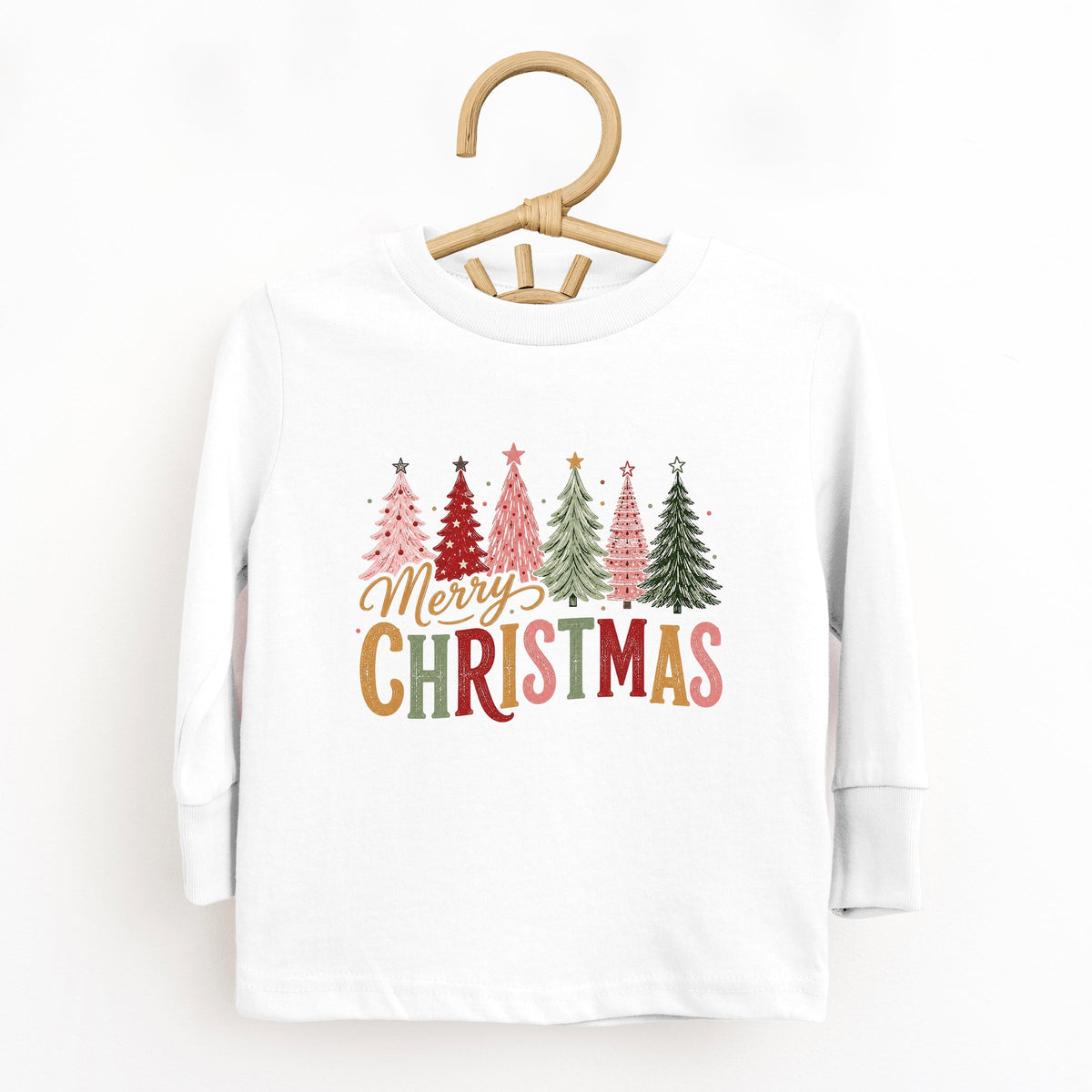 Merry Christmas Six Trees - Toddler Long Sleeve Graphic Tee