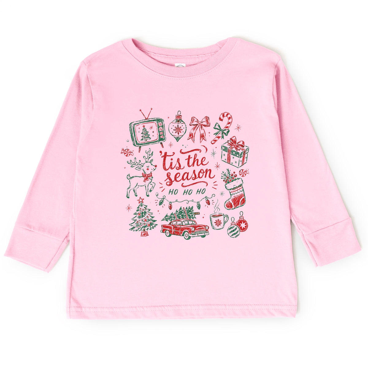 Tis The Season Ho Ho Ho - Toddler Long Sleeve Graphic Tee