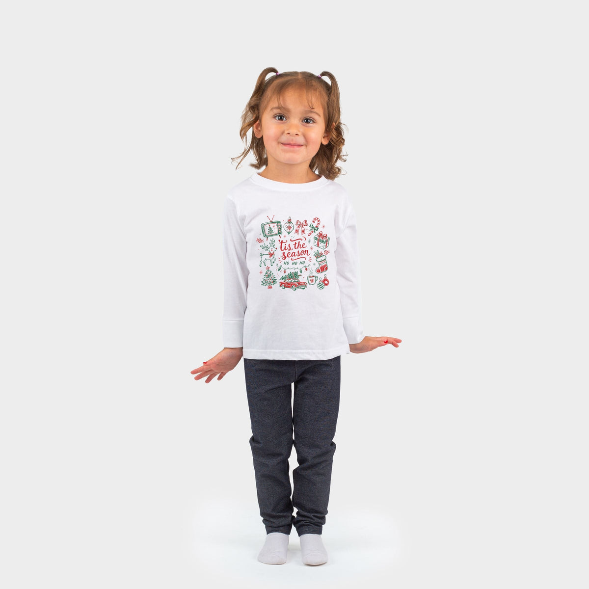 Tis The Season Ho Ho Ho - Toddler Long Sleeve Graphic Tee