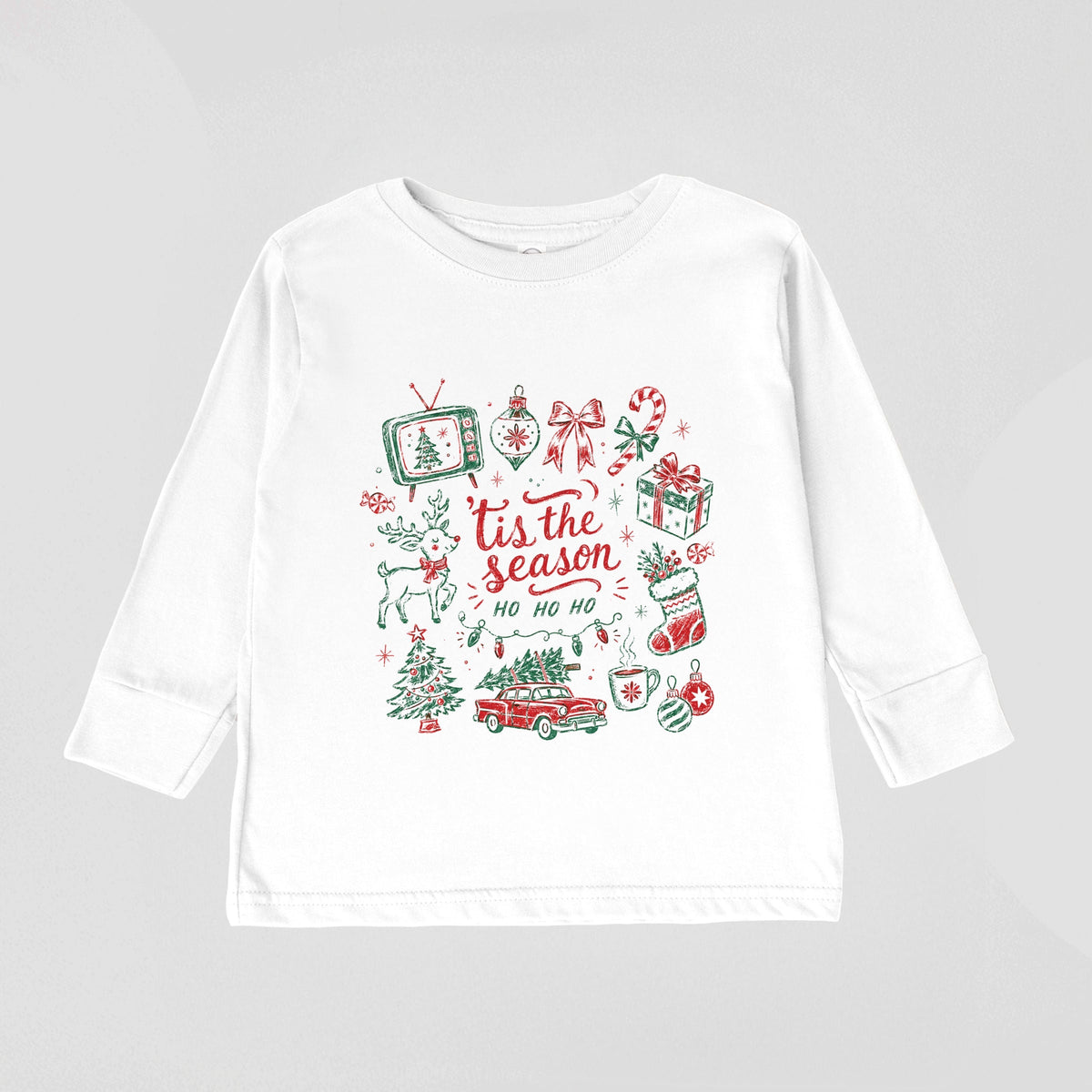 Tis The Season Ho Ho Ho - Toddler Long Sleeve Graphic Tee