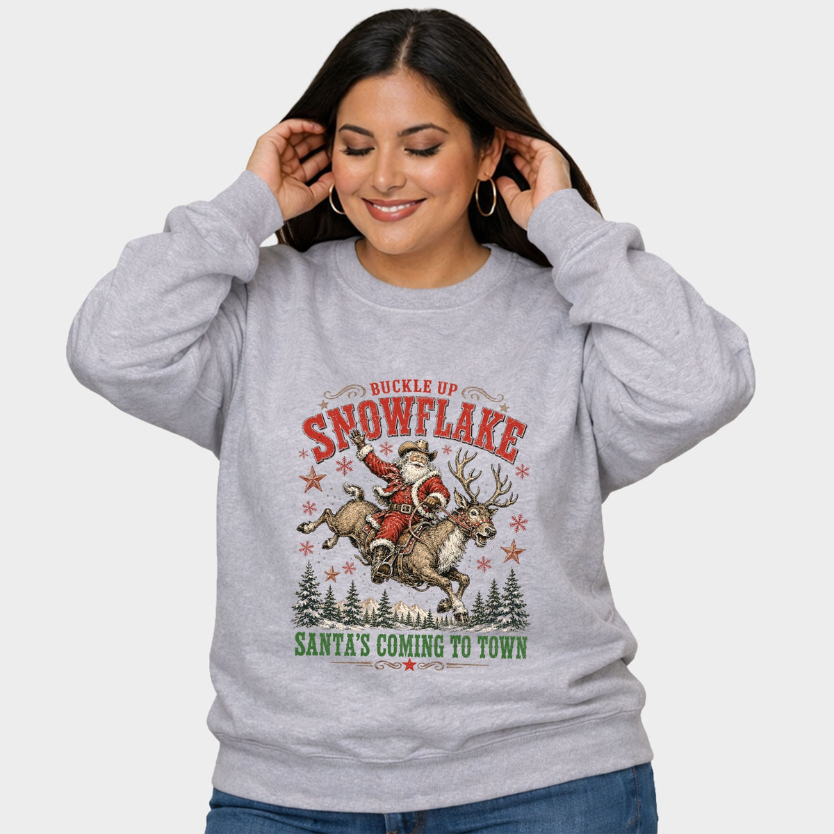 Buckle Up Snowflake - Women's Plus Sweatshirt