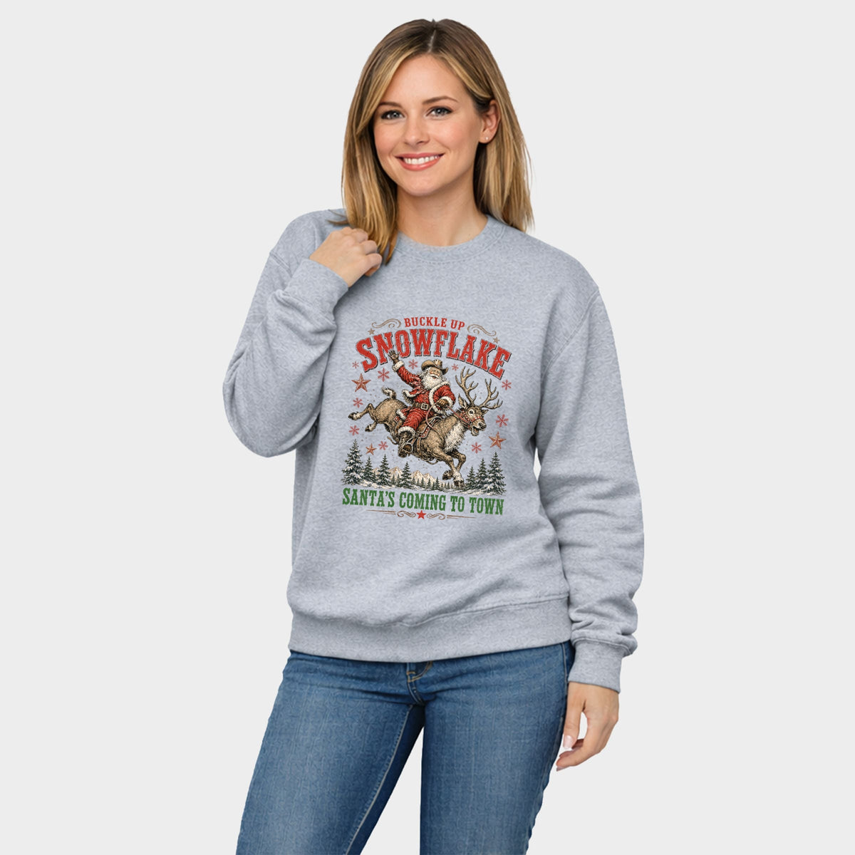 Buckle Up Snowflake - Women's Graphic Sweatshirt