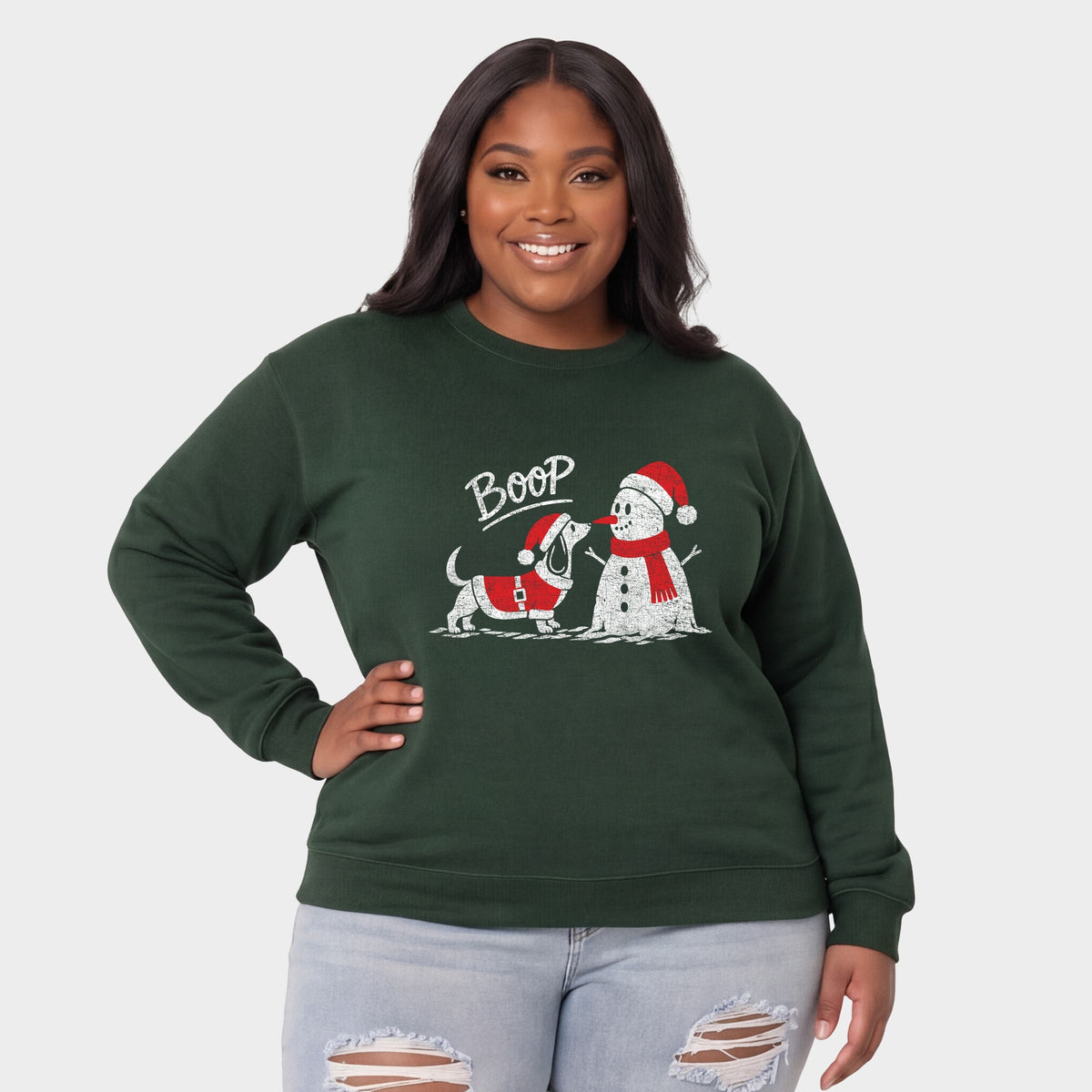 Boop Snowman and Dog - Women's Plus Sweatshirt