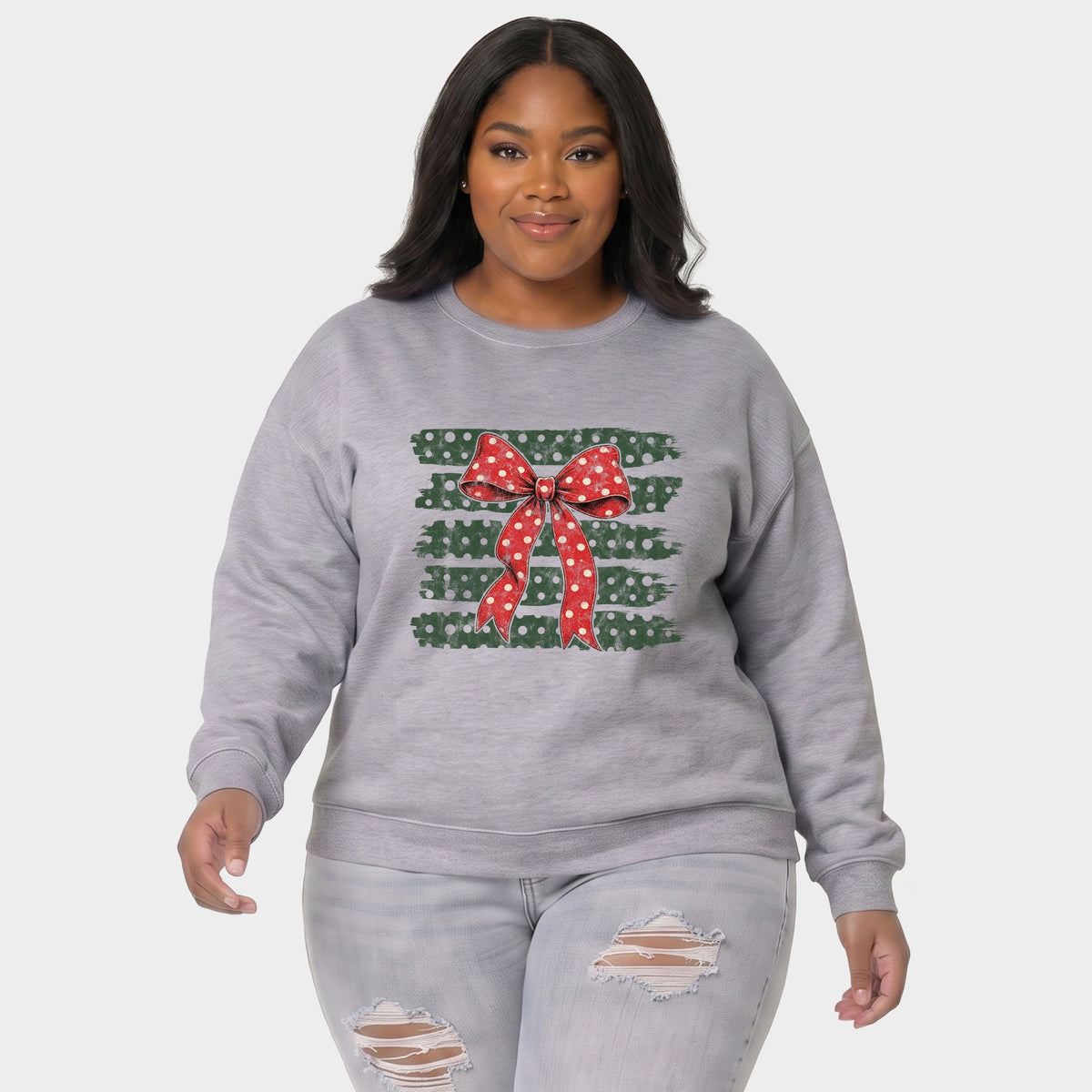 Christmas Bow Polka Dots - Women's Plus Sweatshirt