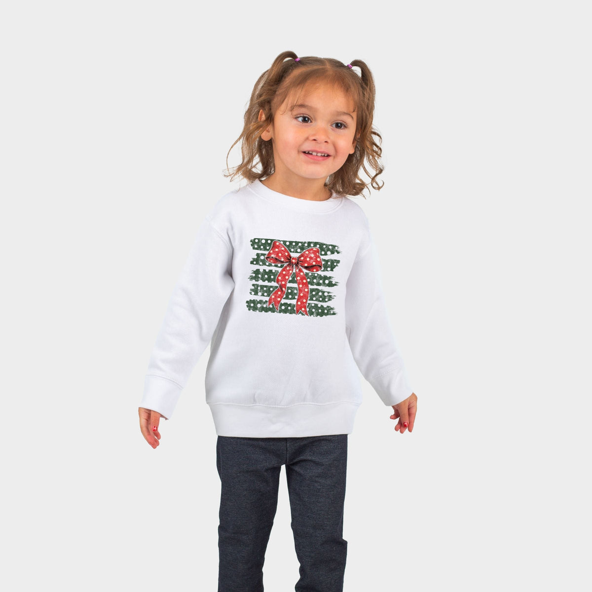 Christmas Bow Polka Dots - Toddler Graphic Sweatshirt