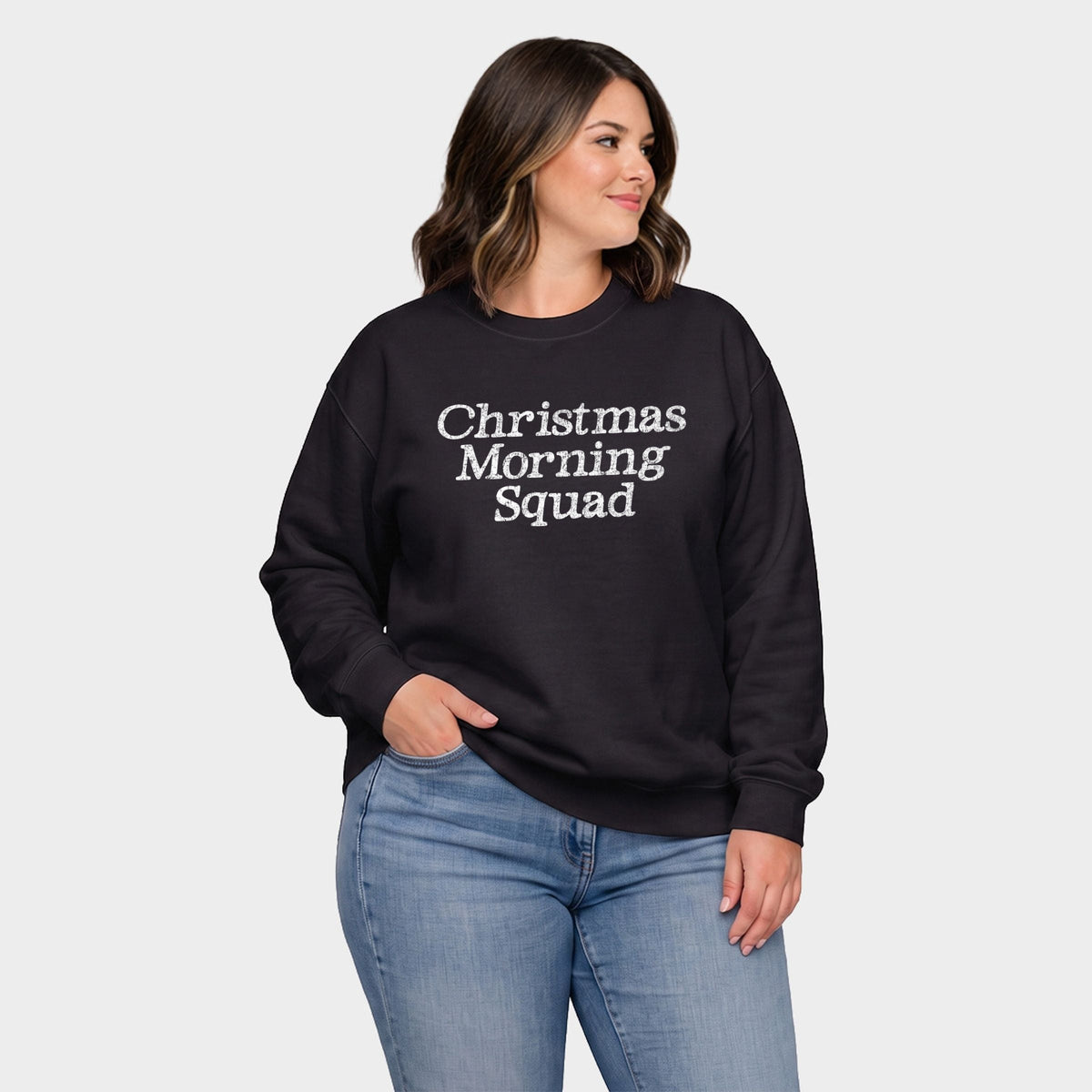 Christmas Morning Squad Distressed - Women's Plus Sweatshirt