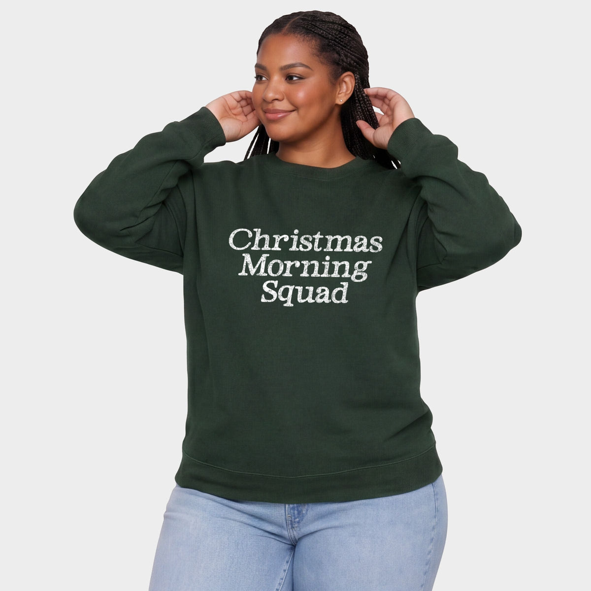 Christmas Morning Squad Distressed - Women's Plus Sweatshirt