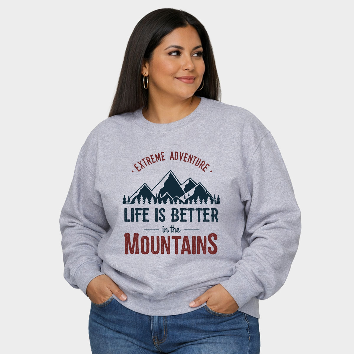 Life Is Better In The Mountains Colorful - Women's Plus Sized Graphic Sweatshirt