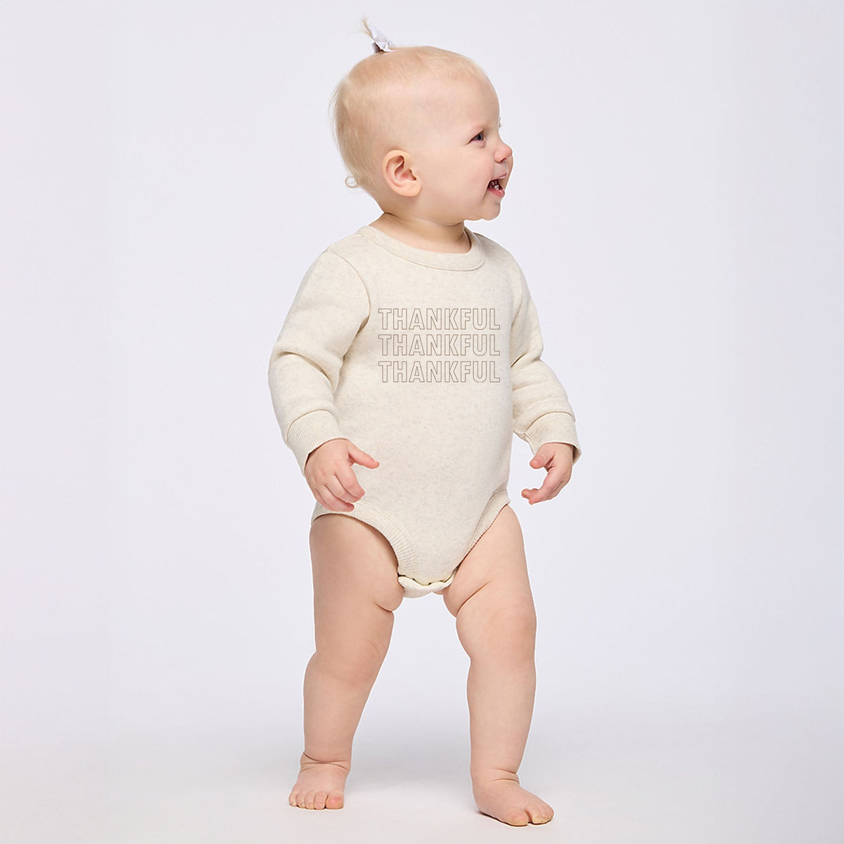 Thankful Outline Stacked - Infant Fleece BodySuit