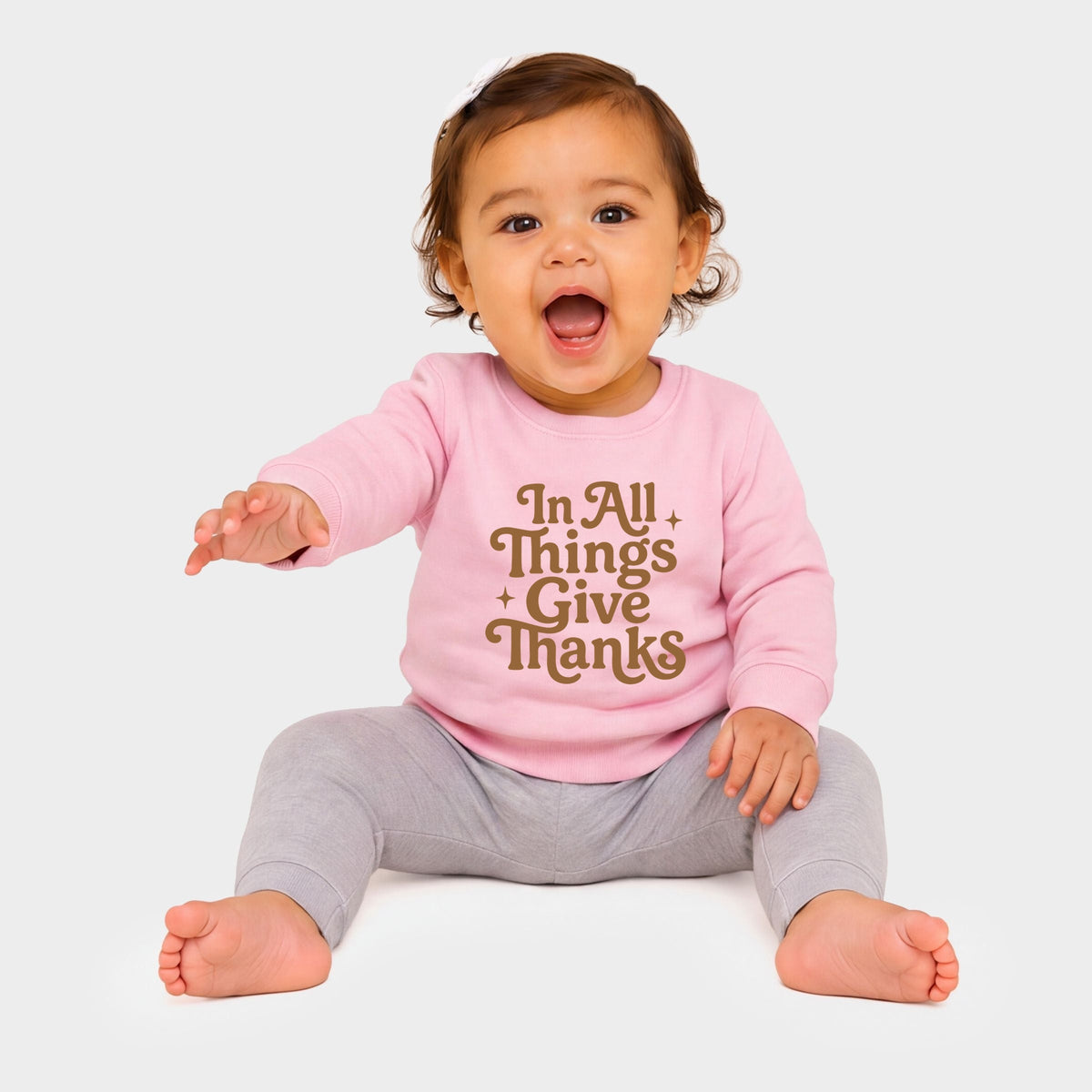 In All Things Give Thanks Stars - Infant Crew Fleece Sweatshirt