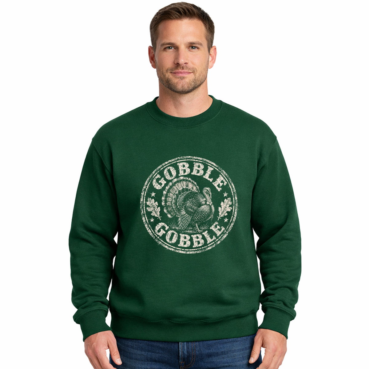 Gobble Gobble Turkey Circle - Men's Graphic Sweatshirt