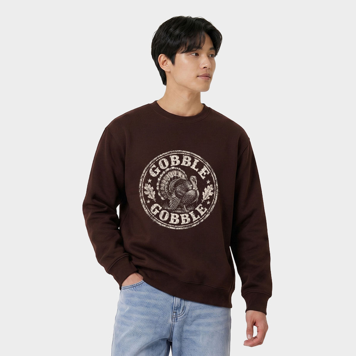 Gobble Gobble Turkey Circle - Men's Graphic Sweatshirt