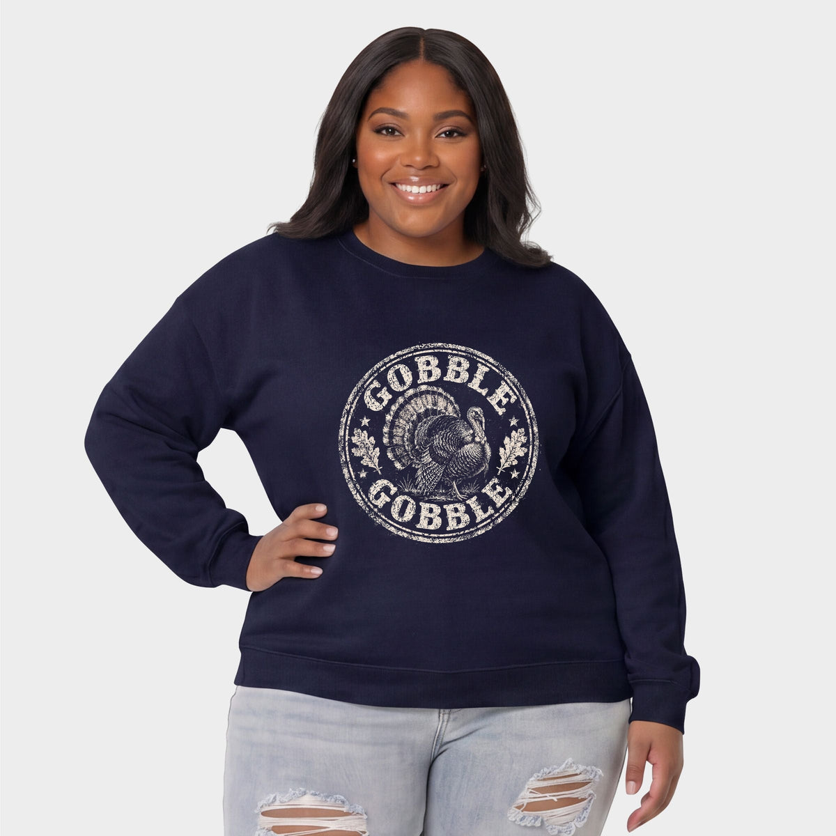 Gobble Gobble Turkey Circle - Women's Plus Sweatshirt