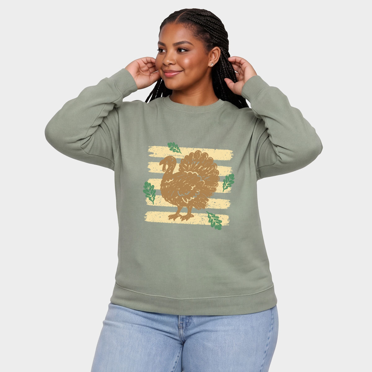 Turkey Stripes and Leaves - Women's Plus Sweatshirt