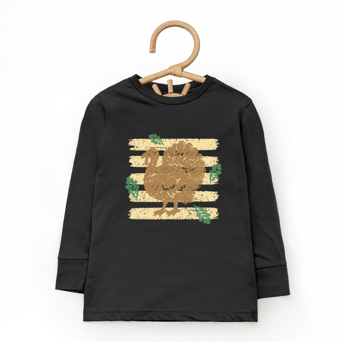 Turkey Stripes and Leaves - Toddler Long Sleeve Graphic Tee