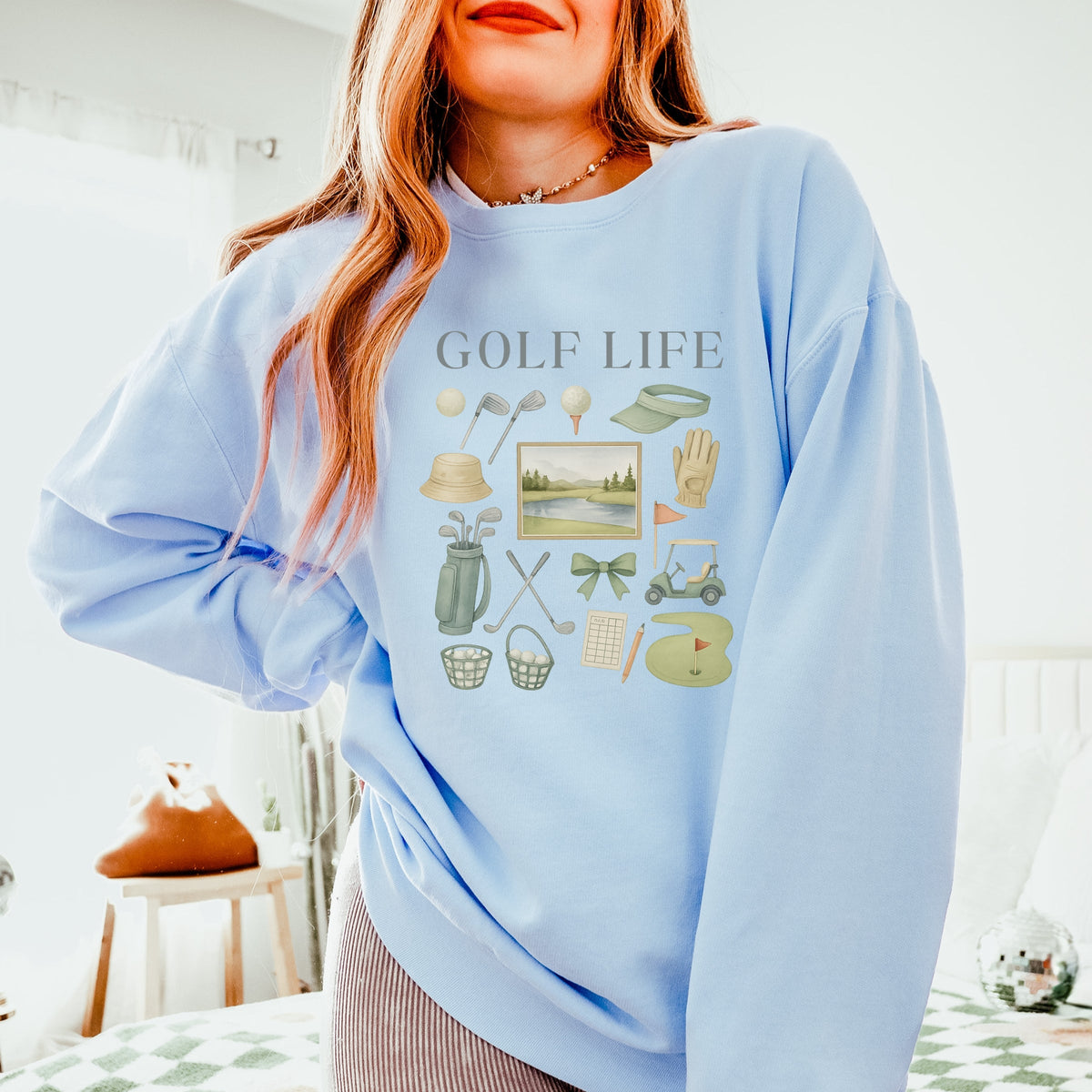 Golf Life Watercolor - Women's Lightweight Garment Dyed Sweatshirt