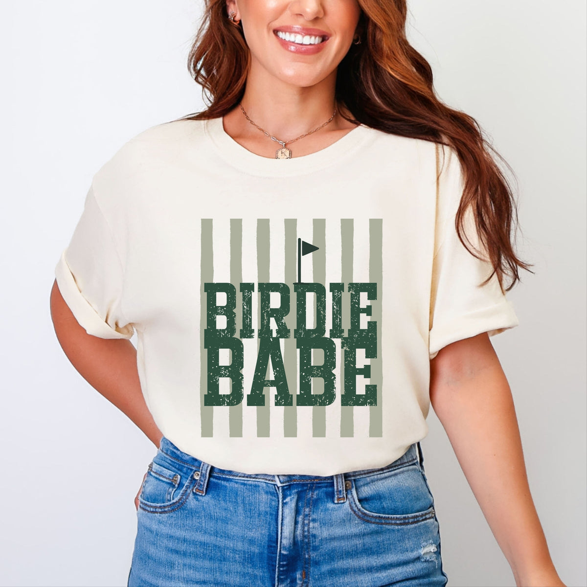 Birdie Babe Stripes - Women's Garment Dyed Graphic T-Shirt