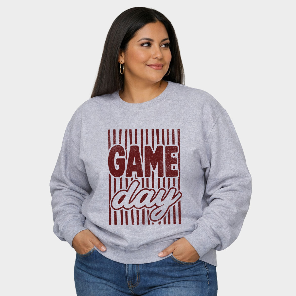 Game Day Red Stripes - Women's Plus Sweatshirt