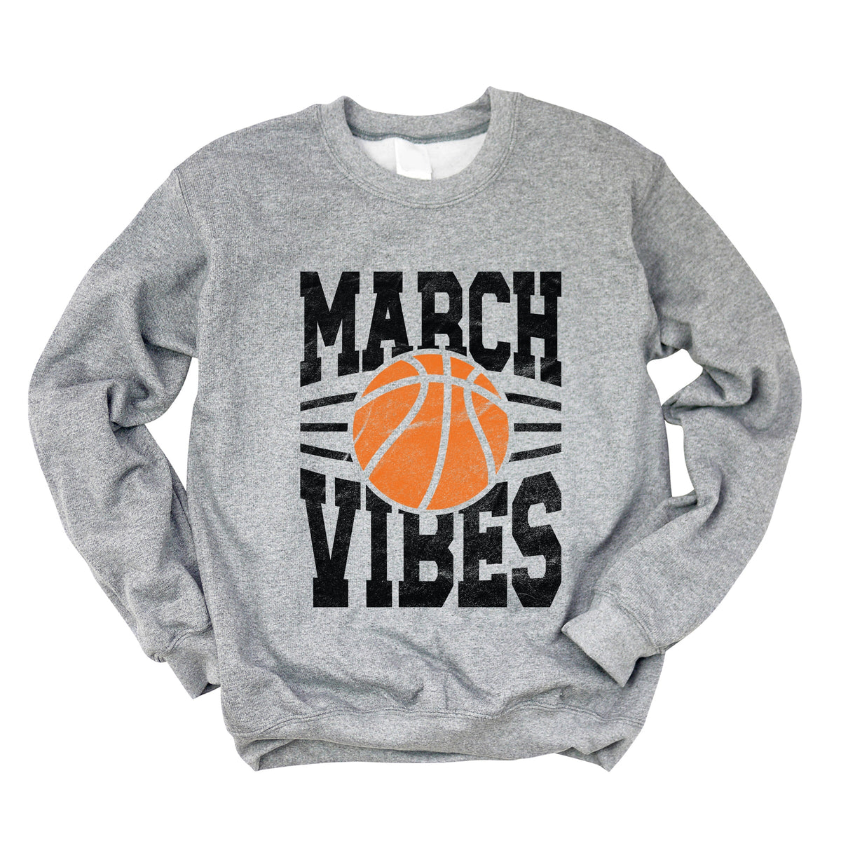 March Vibes Basketball Distressed - Women's Graphic Sweatshirt