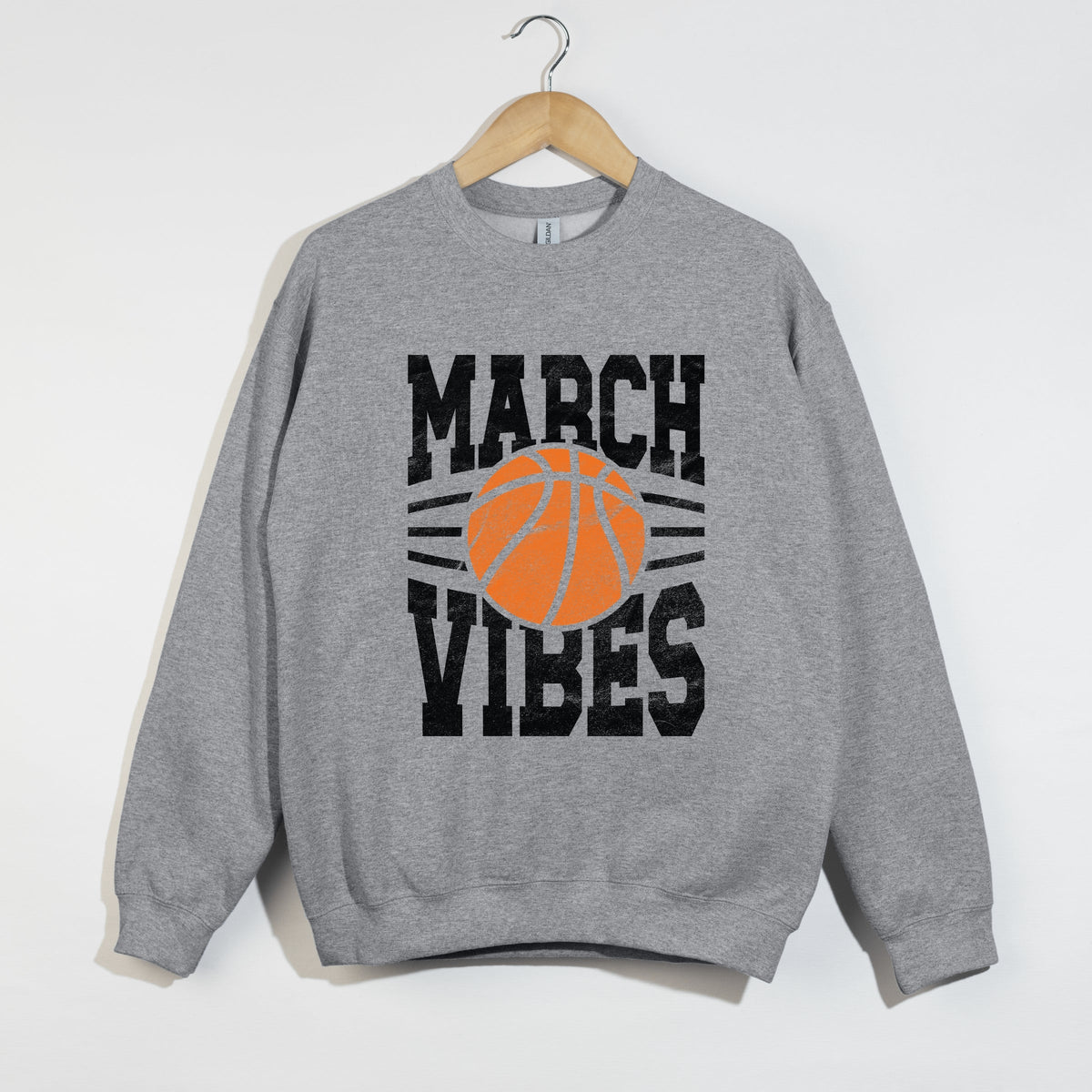 March Vibes Basketball Distressed - Women's Graphic Sweatshirt