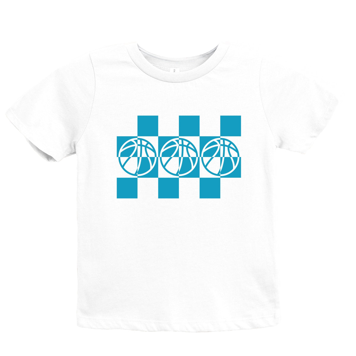 Checkered Basketball Outline - Youth Short Sleeve Graphic T-Shirt