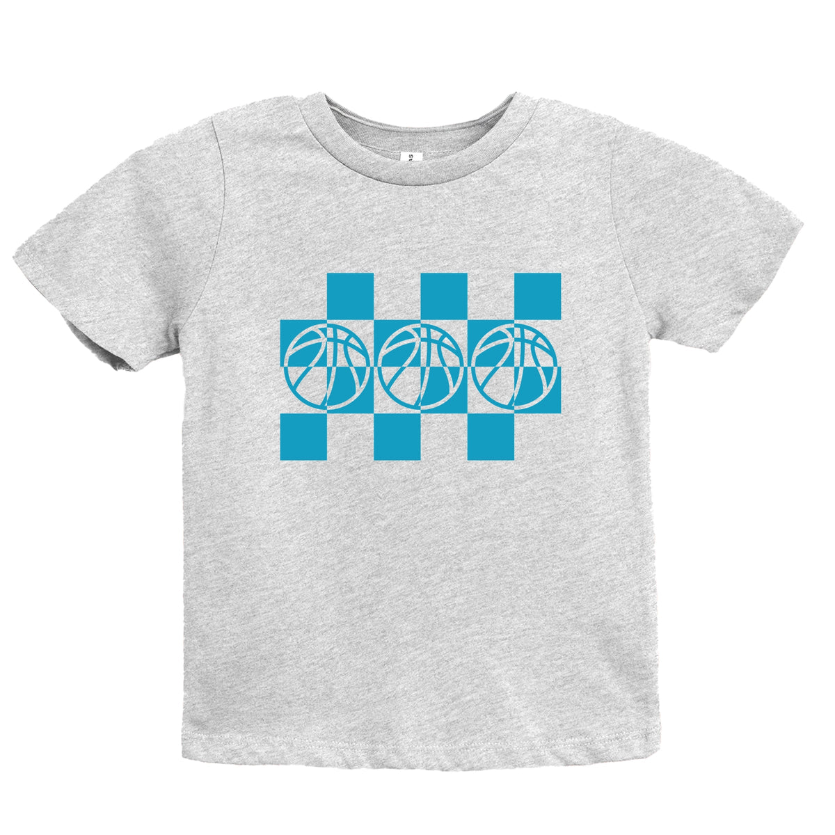Checkered Basketball Outline - Youth Short Sleeve Graphic T-Shirt