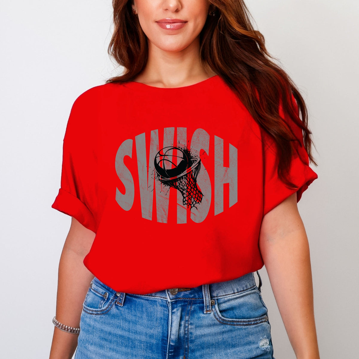 Swish Distressed - Women's Garment Dyed Graphic T-Shirt