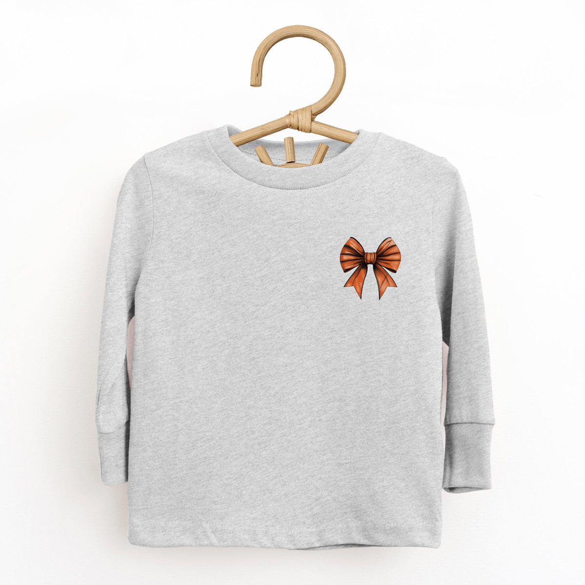Basketball Game Day Stacked Coquette Front and Back Design - Toddler Long Sleeve Graphic Tee
