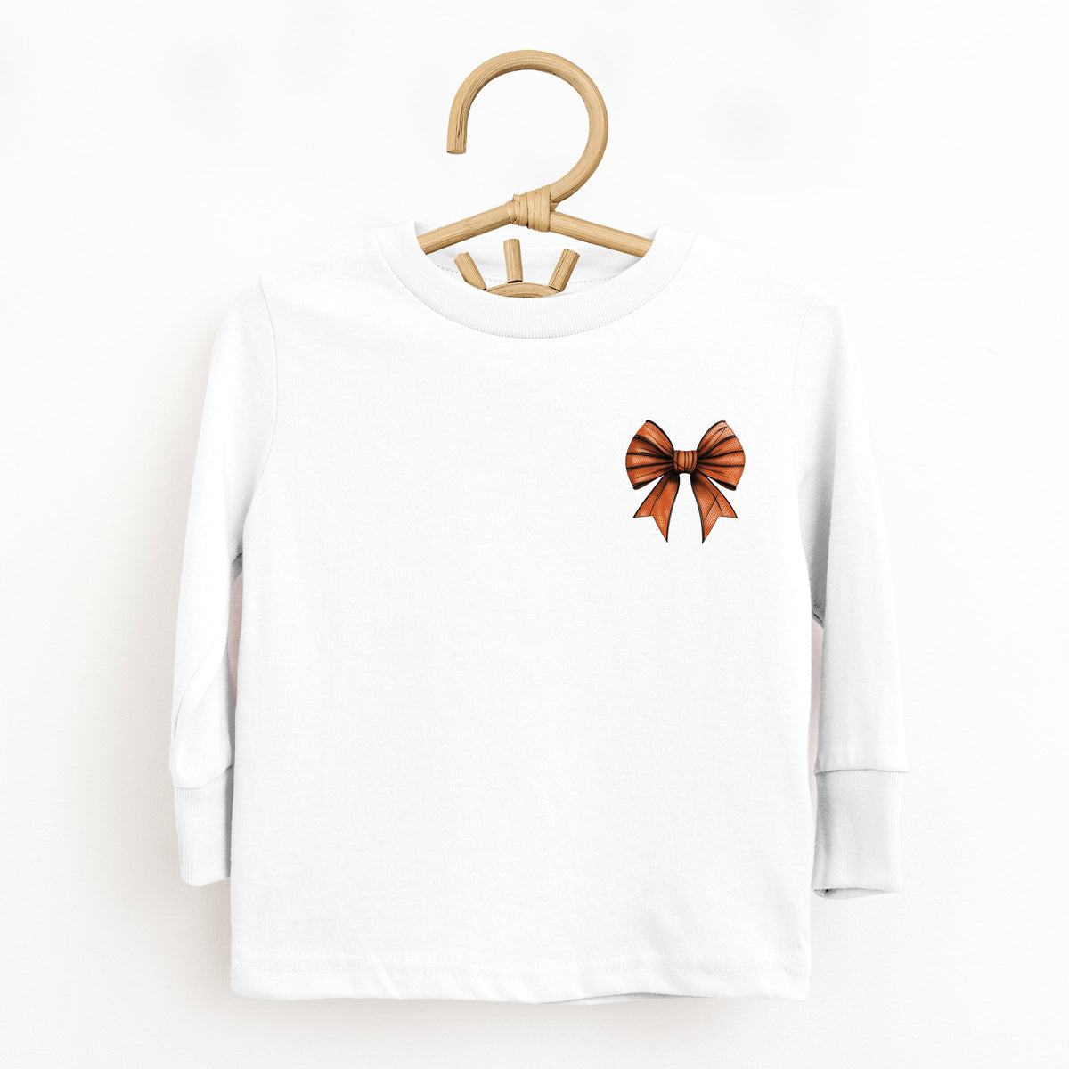 Basketball Game Day Stacked Coquette Front and Back Design - Toddler Long Sleeve Graphic Tee
