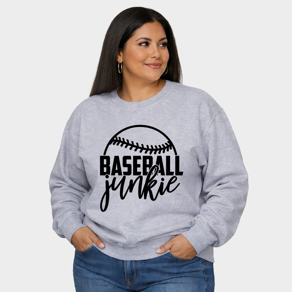 Baseball Junkie - Women's Plus Sized Graphic Sweatshirt