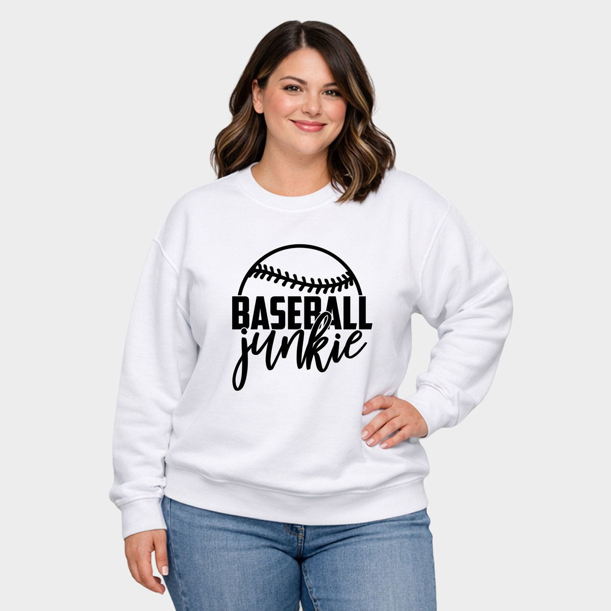 Baseball Junkie - Women's Plus Sized Graphic Sweatshirt