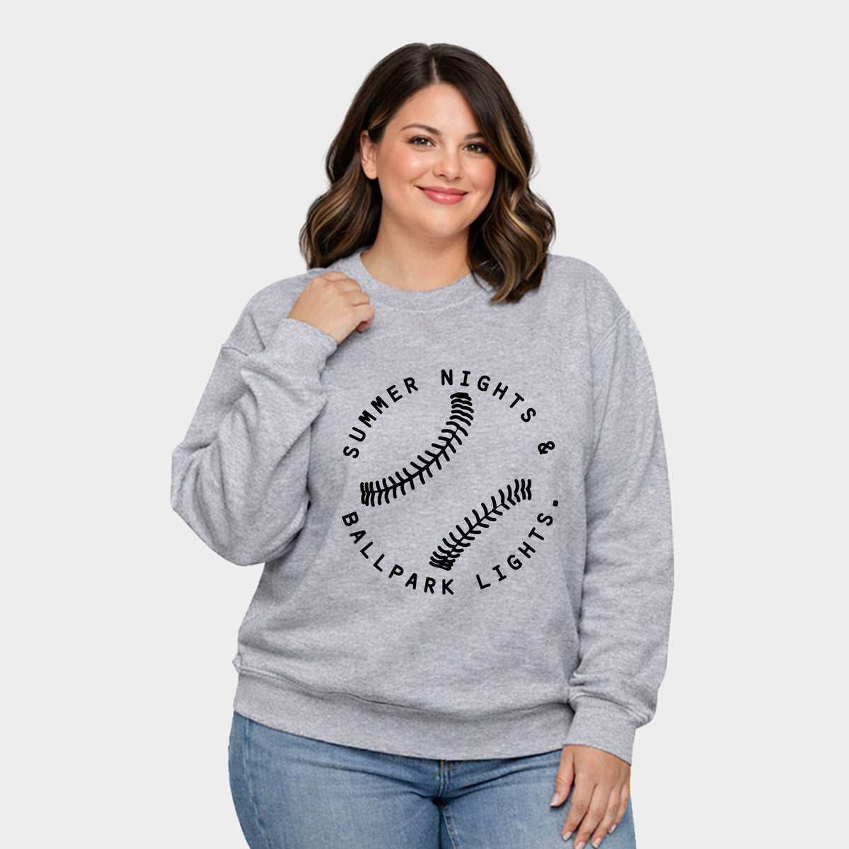Summer Nights And Ballpark Lights - Women's Plus Sized Graphic Sweatshirt