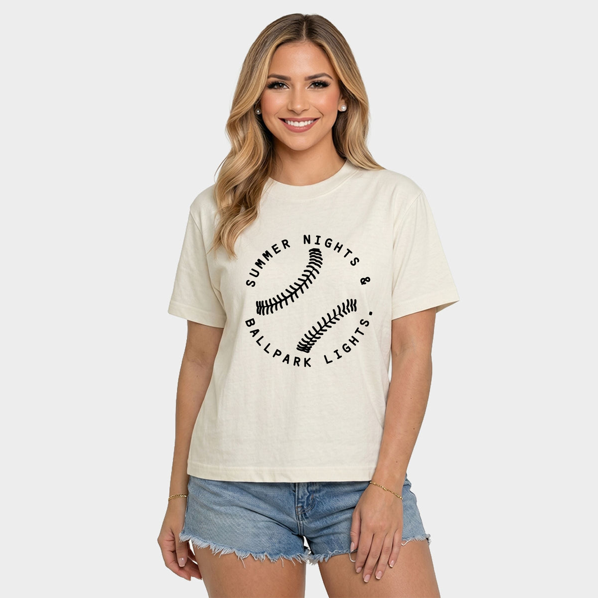 Summer Nights And Ballpark Lights - Women's Relaxed Boxy Tee