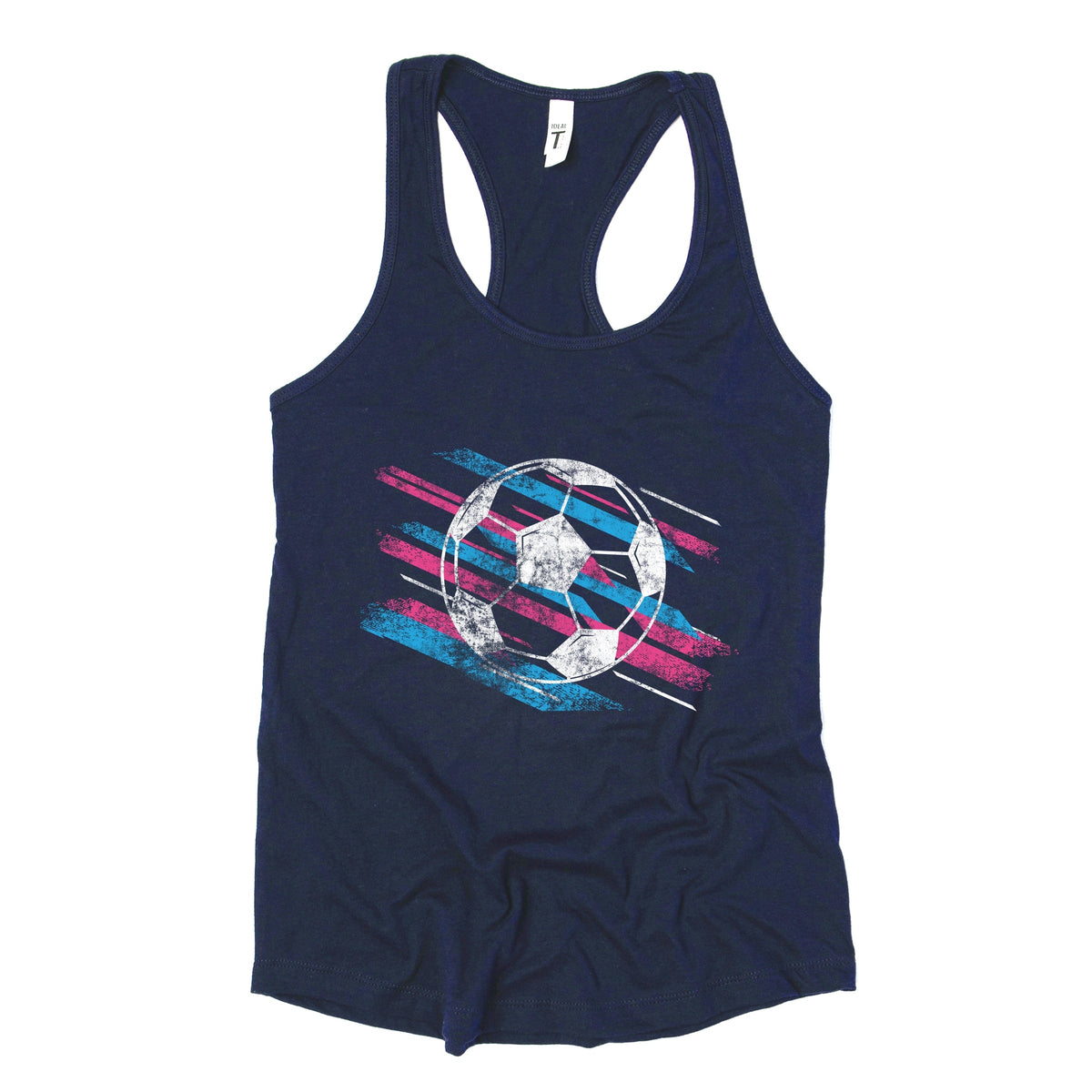 Soccer Pink and Blue - Women's Graphic Racerback Tank Top