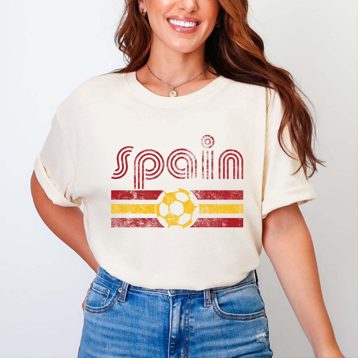 Spain Soccer Flag - Women's Garment Dyed Graphic T-Shirt