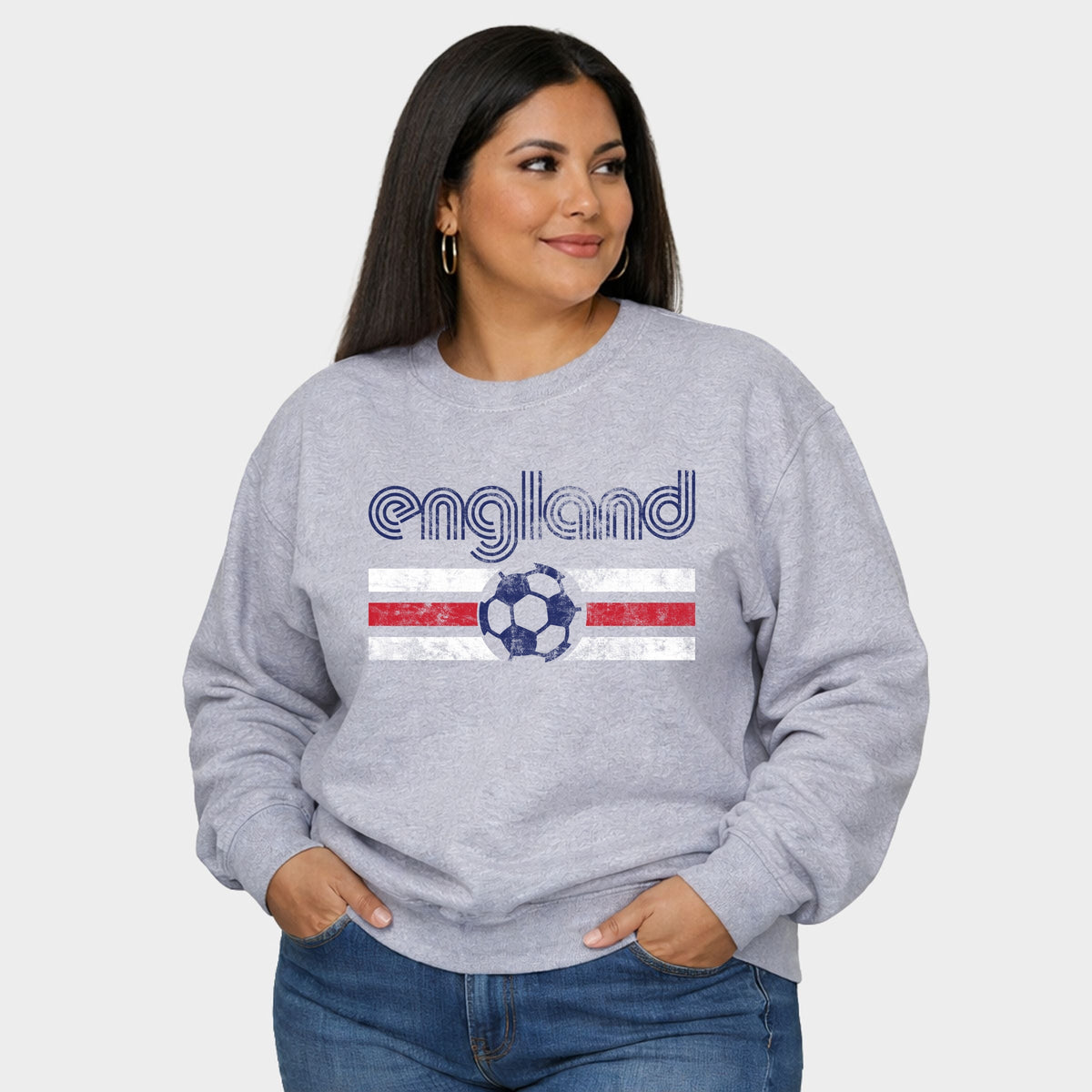 England Soccer Flag - Women's Plus Sized Graphic Sweatshirt