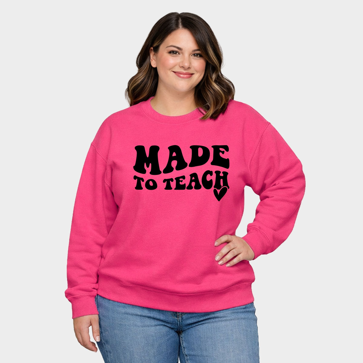Made To Teach Wavy Heart - Women's Plus Sized Graphic Sweatshirt