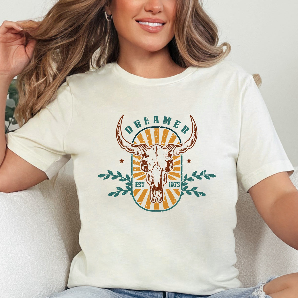 Cow Skull Dreamer - Women's Short Sleeve Graphic T-Shirt