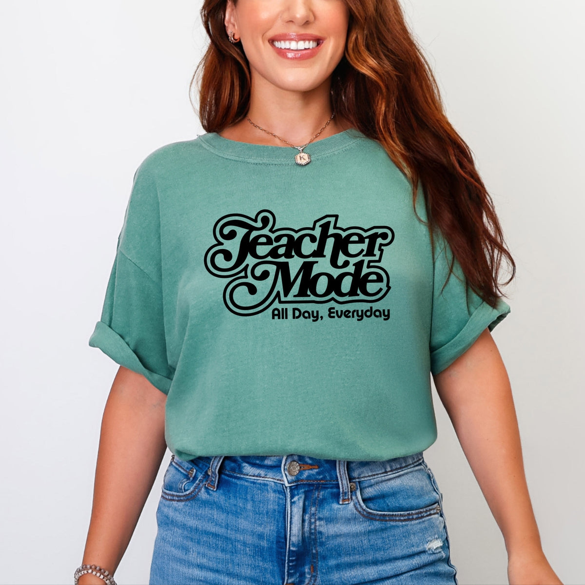 Teacher Mode Everyday - Women's Garment Dyed Graphic T-Shirt