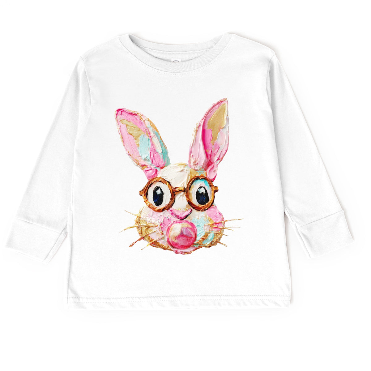 Bunny Face Textured Paint - Toddler Long Sleeve Graphic Tee