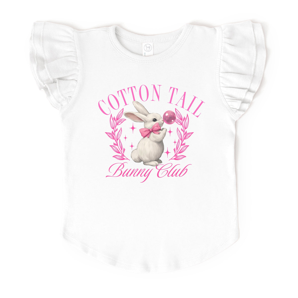 Cotton Tail Bunny Club Bubblegum - Flutter Sleeve Graphic T-Shirt